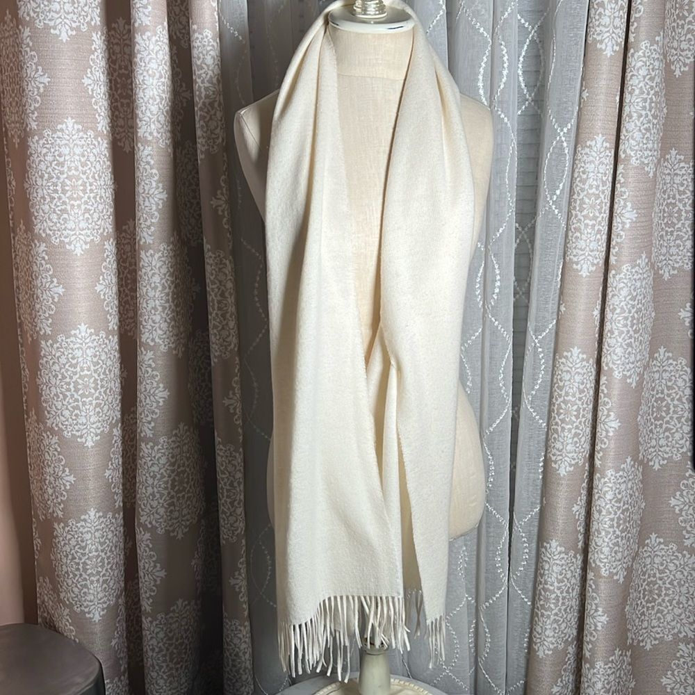 Ivory Knit Scarf with Fringe